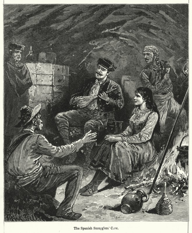 A spanyol csempészek barlangja (metszet) alkotó: Frank (after) Feller