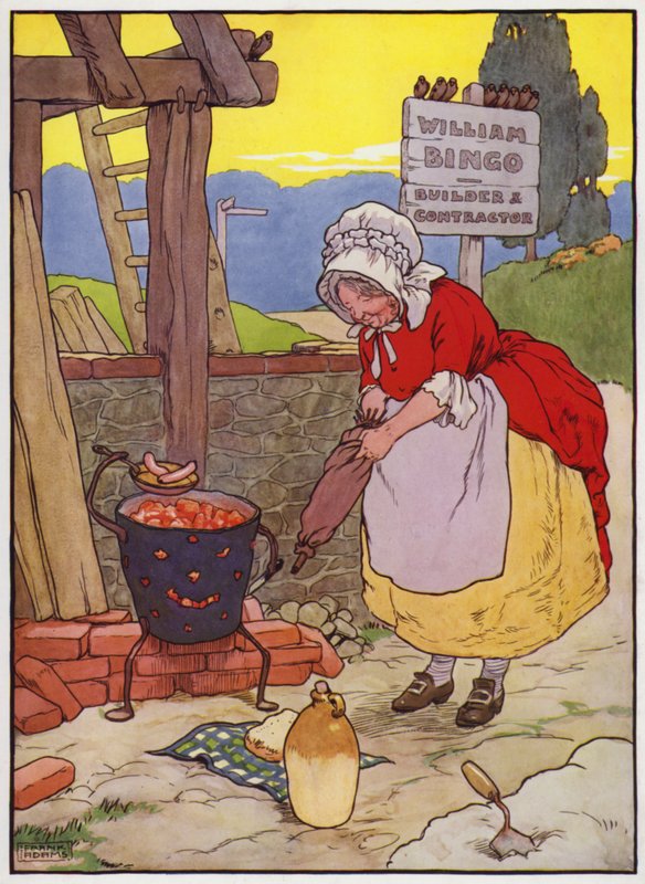 Illusztráció: Old Dame Trot and Her Pig (színes litho) alkotó: Frank Adams