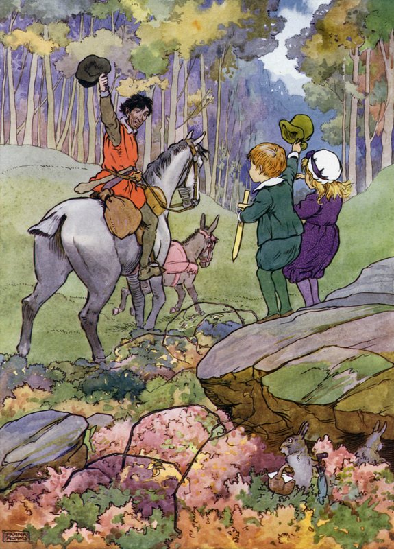 Illusztráció: The Babes in the Wood (színes litó) alkotó: Frank Adams