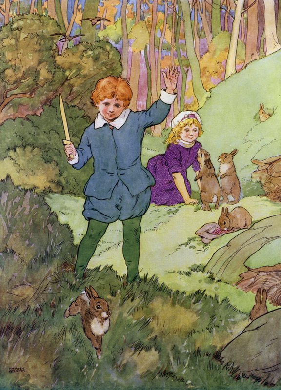 Illusztráció: The Babes in the Wood (színes litó) alkotó: Frank Adams