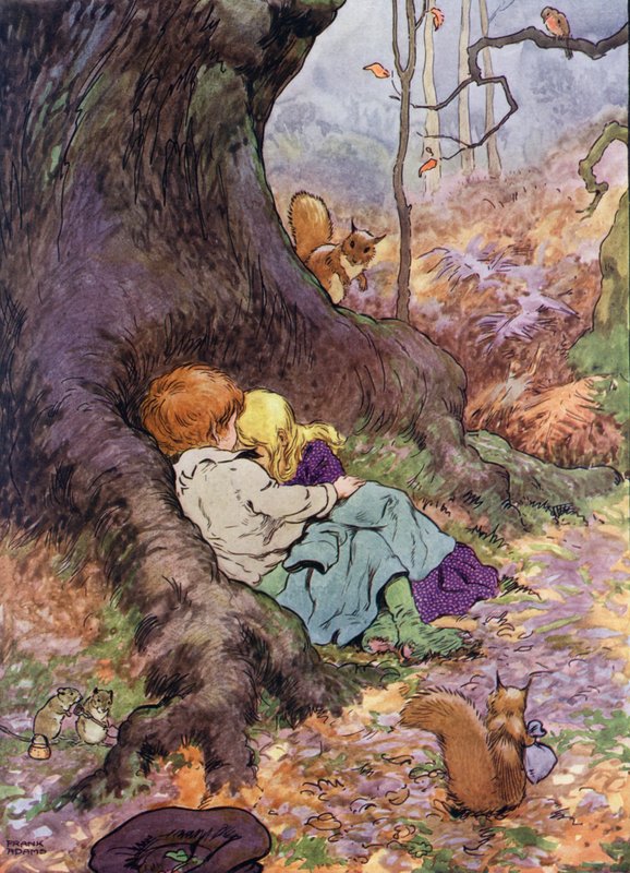 Illusztráció: The Babes in the Wood (színes litó) alkotó: Frank Adams