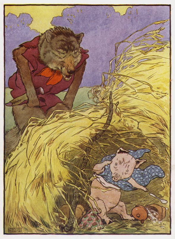Illusztráció a Három kismalachoz (színes litó) alkotó: Frank Adams