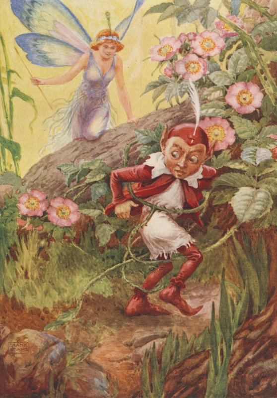 Nymphidia és Puck, Michael Drayton Nymphidia-ból (színes litó) alkotó: Frank Adams