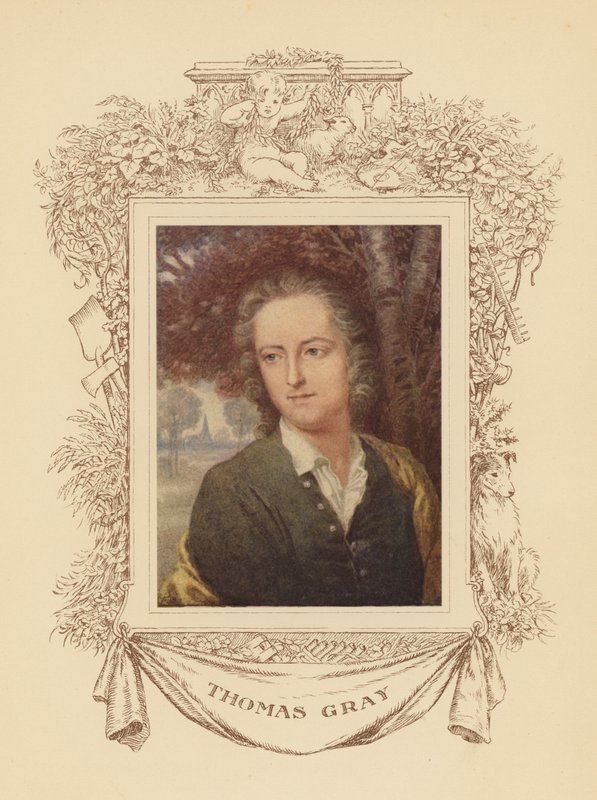 Thomas Gray költő portréja (színes litográfia) alkotó: Frank Adams