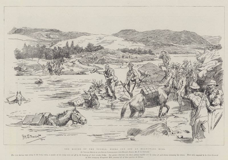 A Tugela felemelkedését a búrok elvágták a Hlangwani-hegynél alkotó: Frank Algenon Stewart