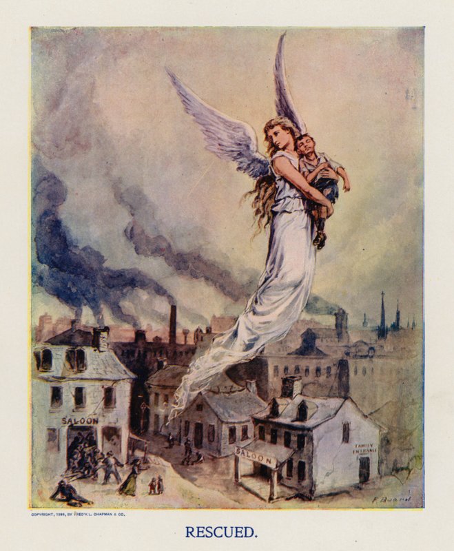 Megmentve (színes litográfia) alkotó: Frank Beard