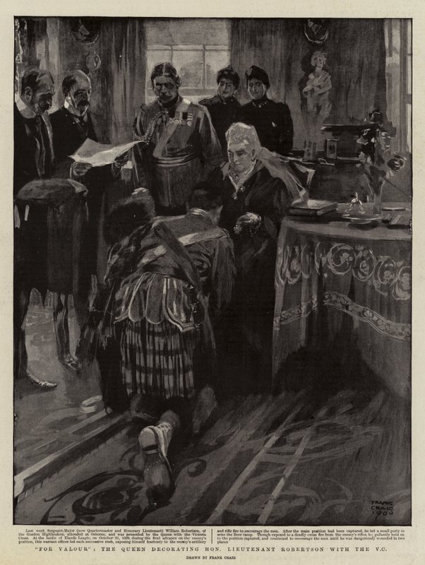 A Vitézség kedvéért a királynő a tisztelt Robertson hadnagyot V C-vel díszíti alkotó: Frank Craig