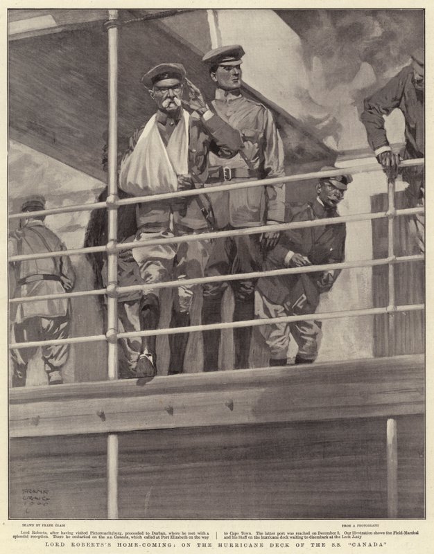 Lord Roberts hazatérése, az SS Canada hurrikán fedélzetén alkotó: Frank Craig