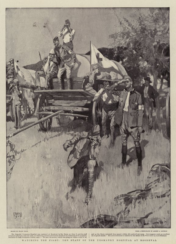 A harcot nézi a roodevali Yeomanry Kórház személyzete alkotó: Frank Craig