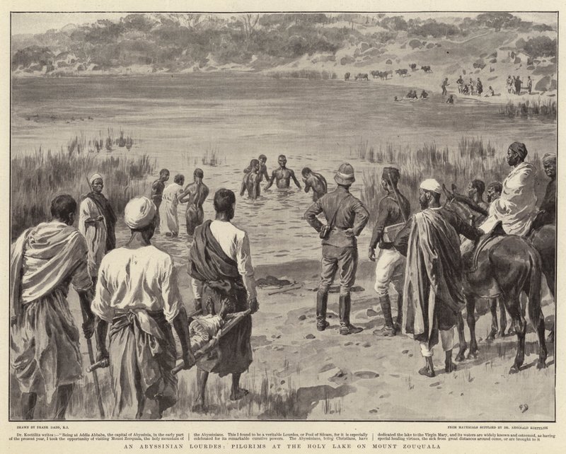 Abesszin Lourdes, Zarándokok a Szent-tónál a Zouquala-hegyen alkotó: Frank Dadd