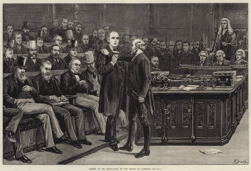 Bradlaugh úr letartóztatása az alsóházban alkotó: Frank Dadd