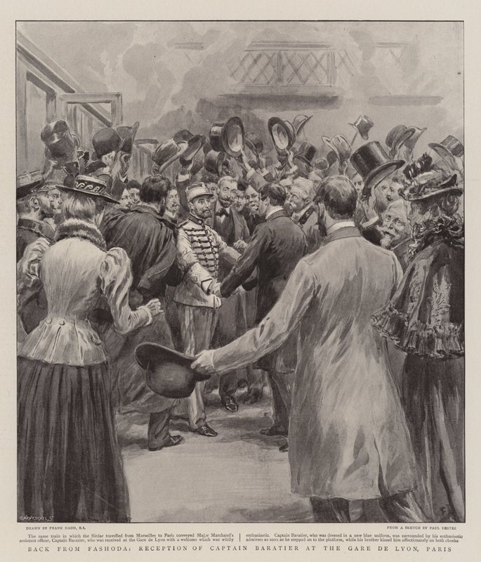 Visszatérés Fashodából, Baratier kapitány fogadása a párizsi Gare de Lyonban alkotó: Frank Dadd