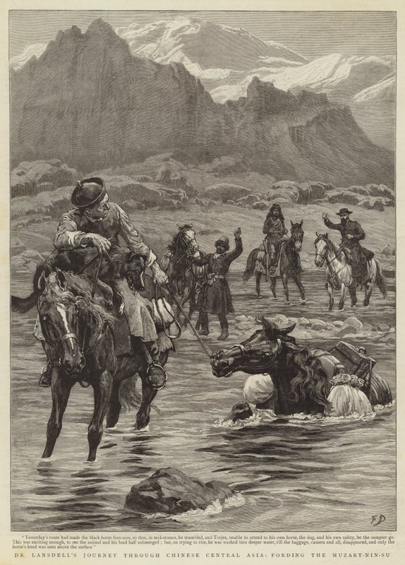 Dr. Lansdell utazása Kínai Közép-Ázsián keresztül, átgázolva a Muzart-Nin-Su-n alkotó: Frank Dadd
