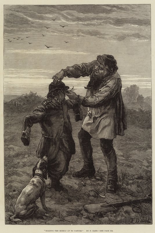 A tükröt a természet felé tartva alkotó: Frank Dadd