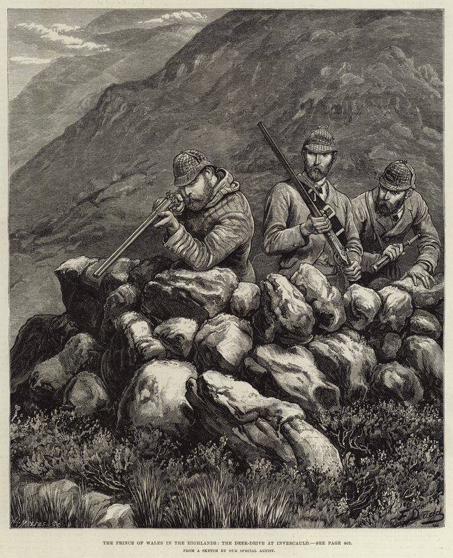 A walesi herceg a Felföldön, a Szarvas-hajtás Invercauldban alkotó: Frank Dadd