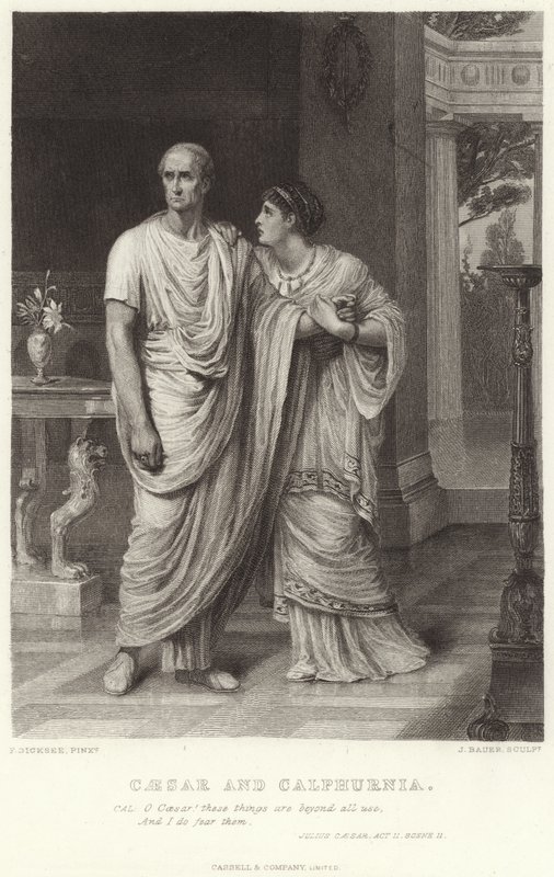 Caesar és Calpurnia, Julius Caesar, II. felvonás, II. jelenet alkotó: Frank Dicksee