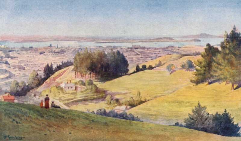 Új-Zéland: Auckland (színes litográfia) alkotó: Frank H Wright