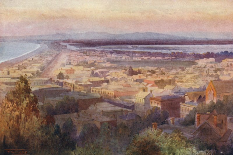 Új-Zéland: Napier (színes litográfia) alkotó: Frank H Wright