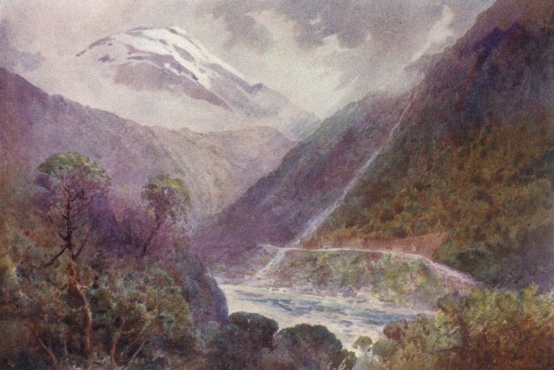 Új-Zéland: Otira-szurdok (színes litográfia) alkotó: Frank H Wright