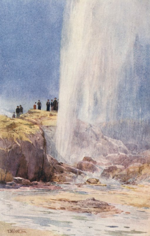 Új-Zéland: Wairoa Gejzír (színes litográfia) alkotó: Frank H Wright