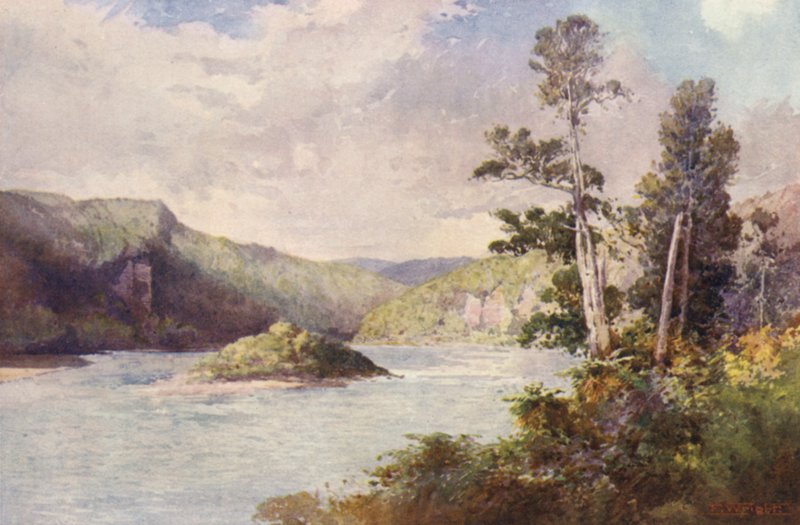 Új-Zéland: White Cliffs, Buller River (színes litográfia) alkotó: Frank H Wright