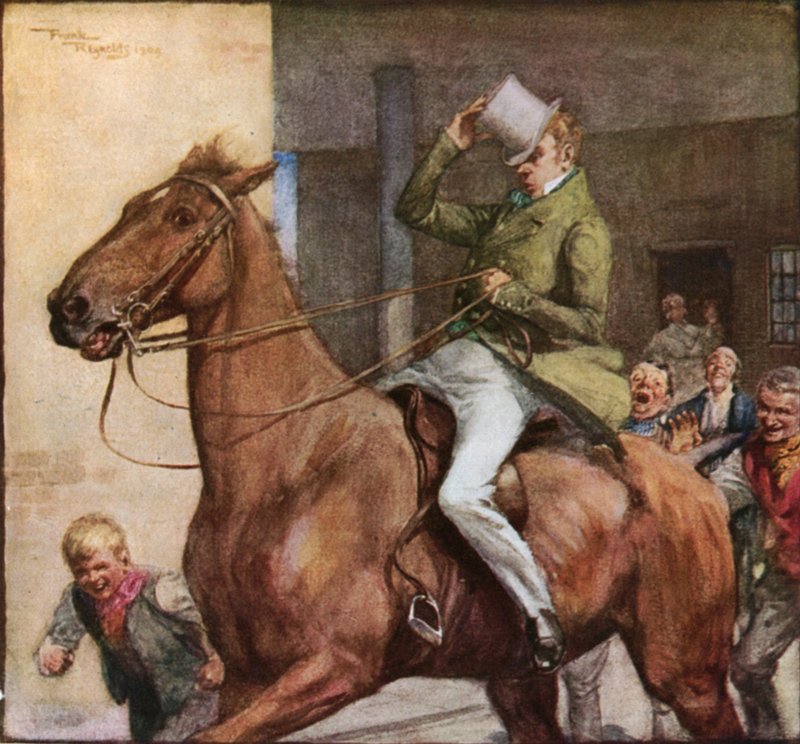 A Pickwickiek elindulnak Dingley Dellbe (színes litográfia) alkotó: Frank Reynolds