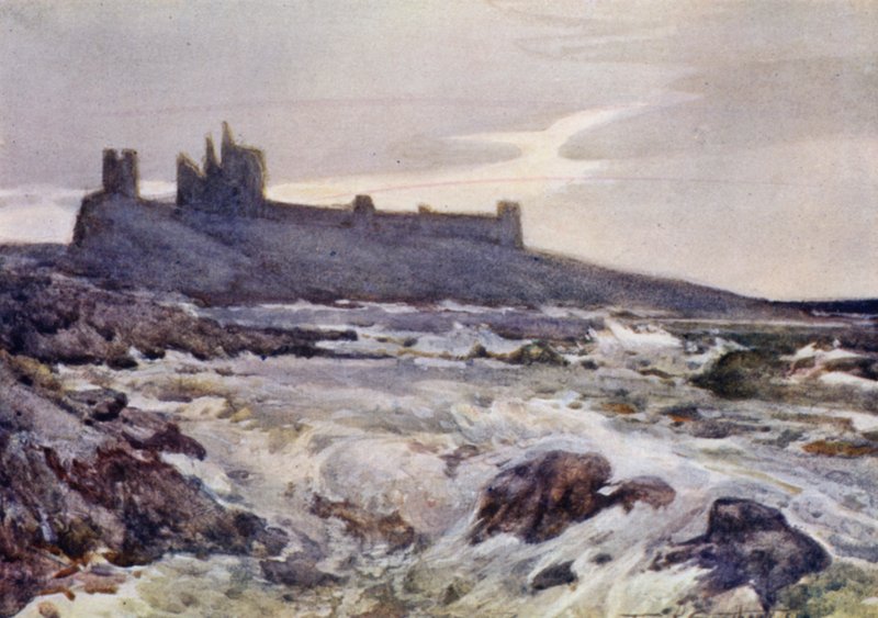 Dunstanburgh kastély (színes litó) alkotó: Frank Southgate