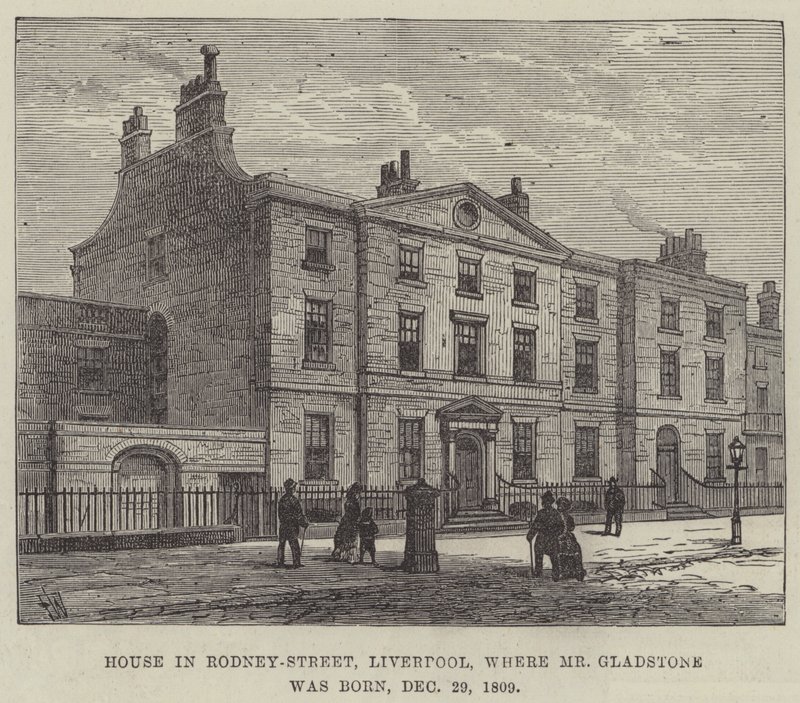 Ház Rodney-Streetben, Liverpoolban, ahol Mr Gladstone született, 1809. december 29. alkotó: Frank Watkins