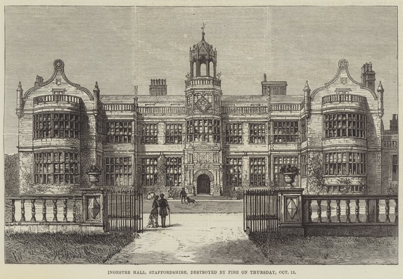 Ingestre Hall, Staffordshire, tűz pusztított október 12-én, csütörtökön alkotó: Frank Watkins