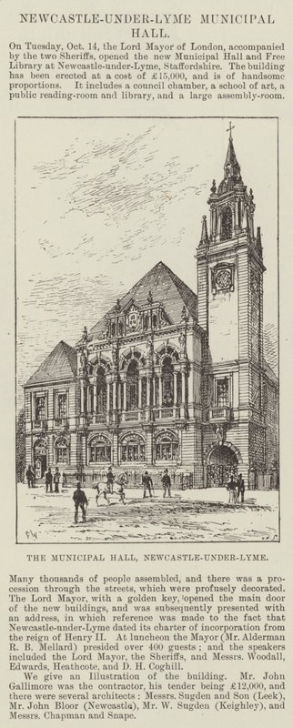 A városháza, Newcastle-under-Lyme alkotó: Frank Watkins