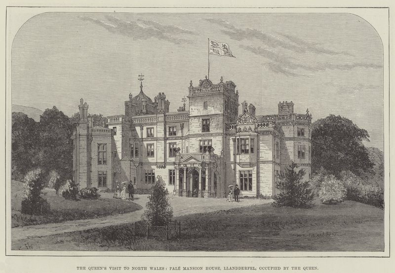 A királynő észak-walesi látogatása, Pale Mansion House, Llandderfel, a királynő által lakott Llandderfelben alkotó: Frank Watkins