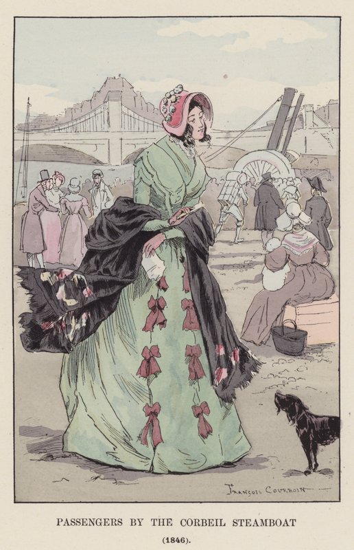 Utasok a Corbeil gőzhajón, 1846 alkotó: François Courboin