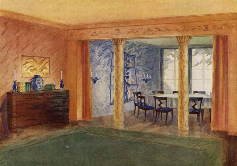 Nappali és étkező (színes litho) alkotó: Frans Arnold Breuhaus de Groot
