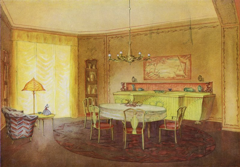 Ülőszoba (színes litho) alkotó: Frans Arnold Breuhaus de Groot