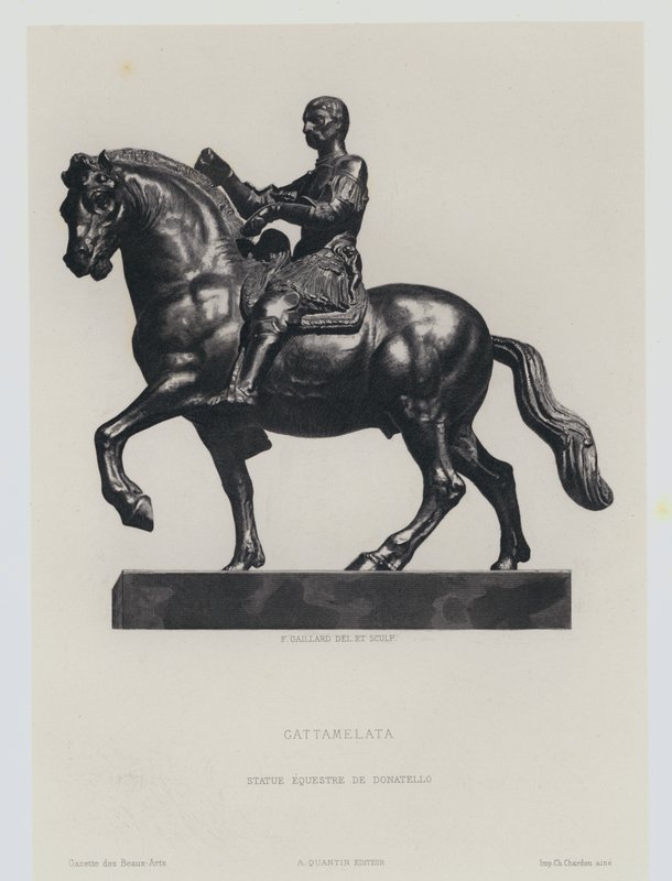 Az olasz reneszánsz condottiero Gattamelata bronz lovas alakja, Donatello alkotó: Frans Gaillard
