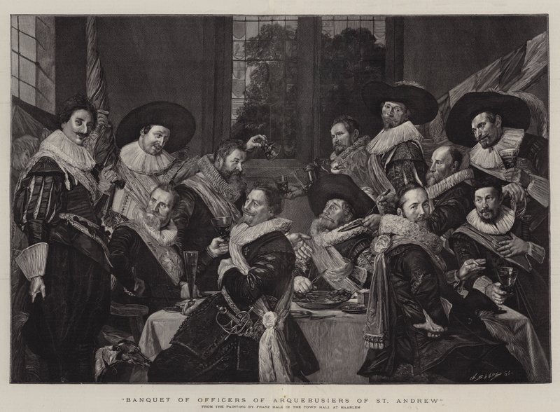 A Szent András Arquebusiers tisztjeinek bankettje alkotó: Frans Hals