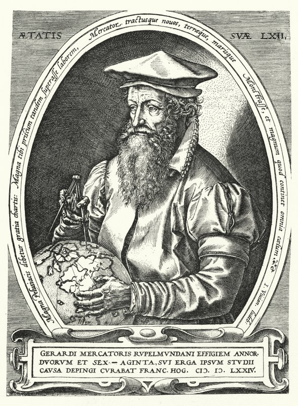 Gerardus Mercator flamand térképész, geográfus és kozmográfus (metszet) alkotó: Franz (after) Hogenberg