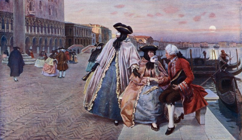 A bál után Velence (színes litó) alkotó: Franz Leo Ruben