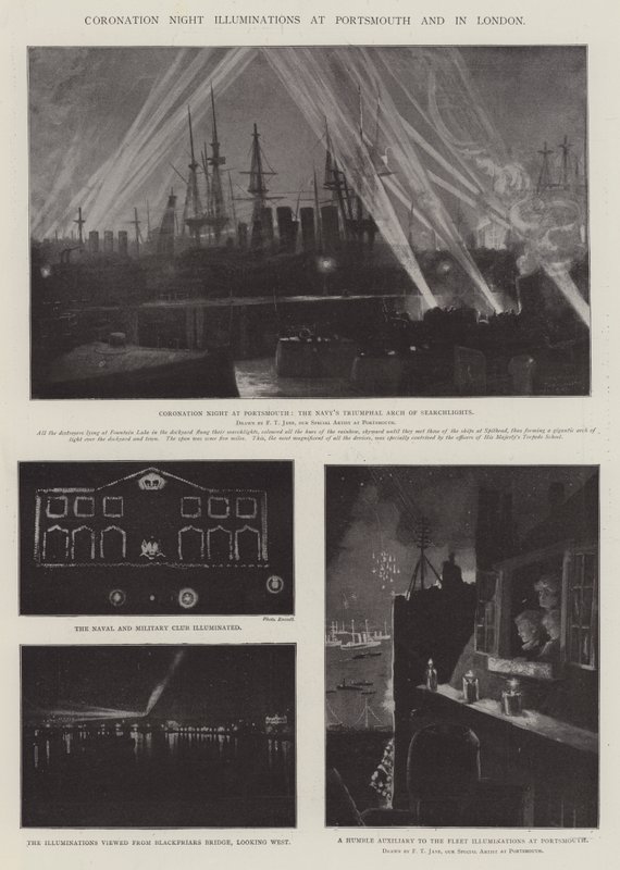 Coronation Night Illuminations Portsmouthban és Londonban alkotó: Fred T. Jane