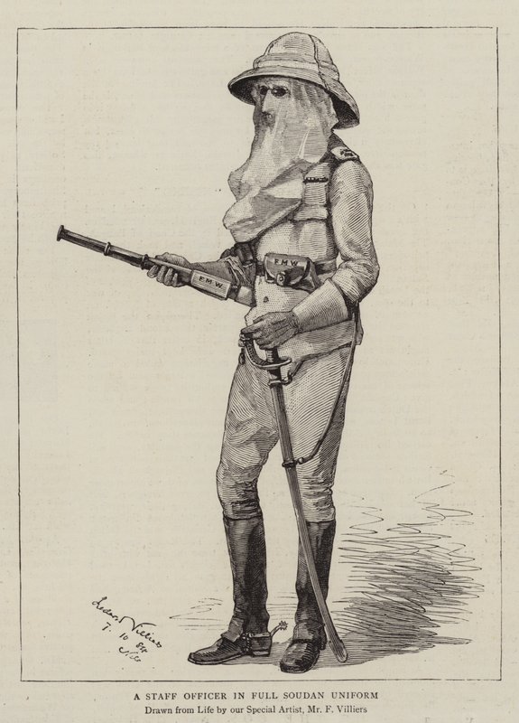 Egy törzstiszt teljes szudáni egyenruhában alkotó: Frederic Villiers