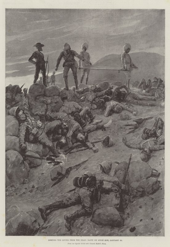 Sorting the Living from the Dead, Hajnal a Spion Kopon, január 25 alkotó: Frederic Villiers