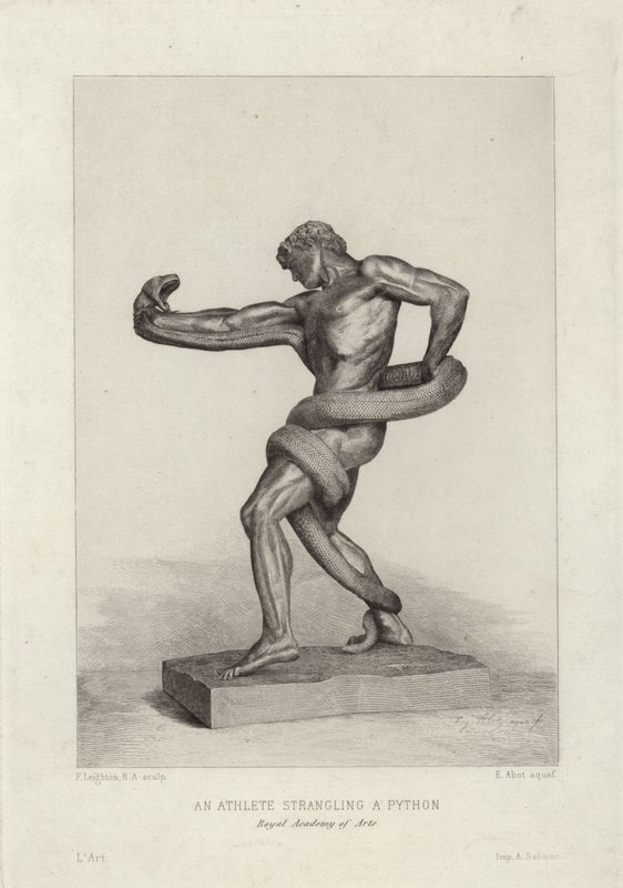 Egy sportoló megfojt egy Pythont alkotó: Frederic Leighton
