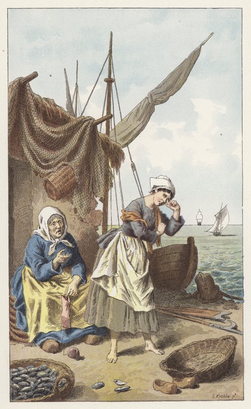 Kagyló horgászat (színes litho) alkotó: Frederic Theodore (after) Lix