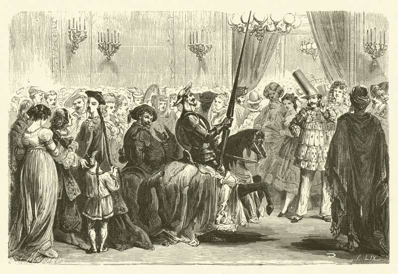 A Grande Monde álarcos bálja: Don Quijote bejárata (metszet) alkotó: Frederic Theodore (after) Lix