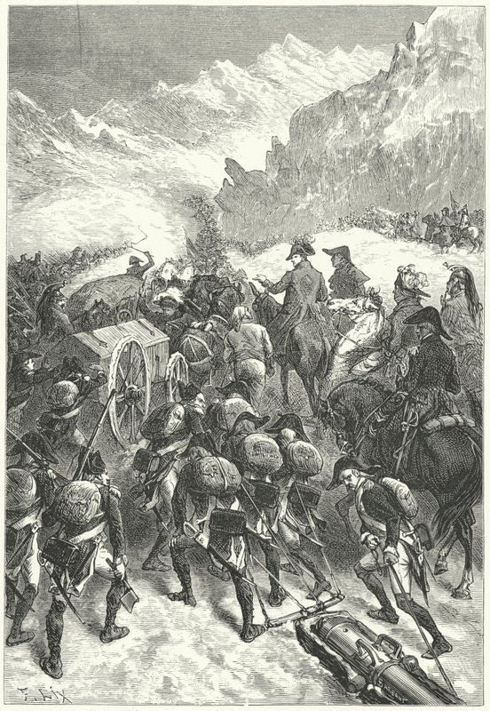 Napóleon vezeti seregét az Alpokon alkotó: Frederic Theodore (after) Lix