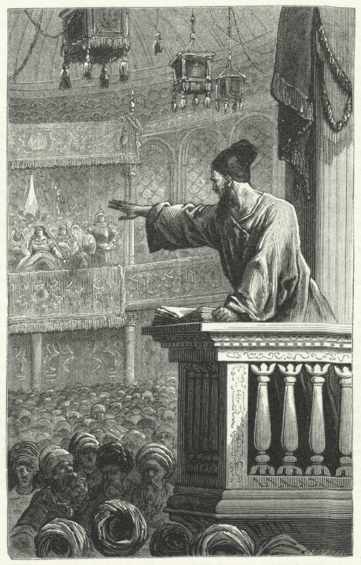 Egy imám a Koránból olvas (metszet) alkotó: Frederic Theodore Lix