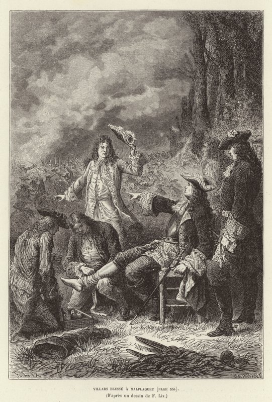 Villars megáldja a Malplaquet-et. Claude Louis Hector de Villars, Franciaország marsallja megsebesült a malplaquet-i csatában, a spanyol örökösödési háborúban alkotó: Frederic Theodore Lix