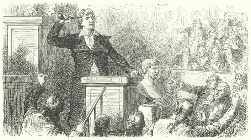 Jean-Paul Marat a Nemzeti Konvent tribünjén, 1792 alkotó: Frederic Theodore after Lix