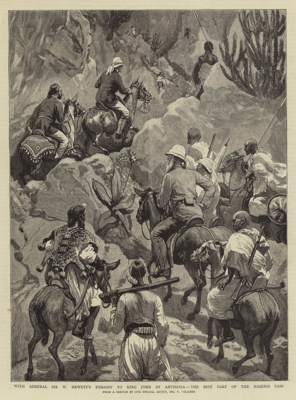 Sir W Hewett admirális János abesszíniai királynál tartott nagykövetségével, a Maiensi-hágó legjobb részével alkotó: Frederic Villiers