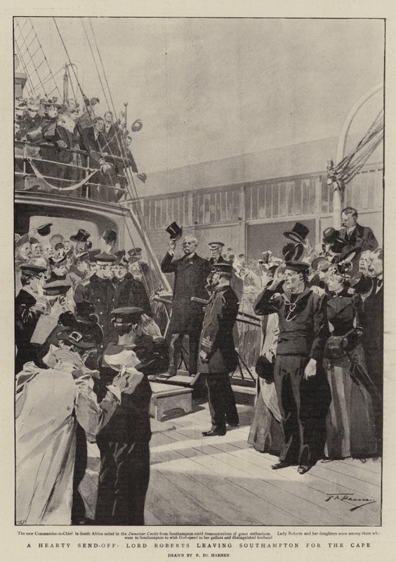 Kiadós küldetés, Lord Roberts elhagyja Southamptont a Cape-ba alkotó: Frederic de Haenen